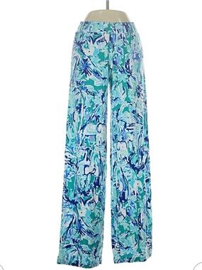 Lilly Pulitzer Aqua & Navy Tropical Wide-Leg Palazzo Pants